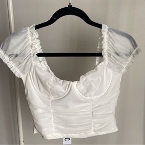 TICTOC White Mesh Corset Crop Top Size Medium
